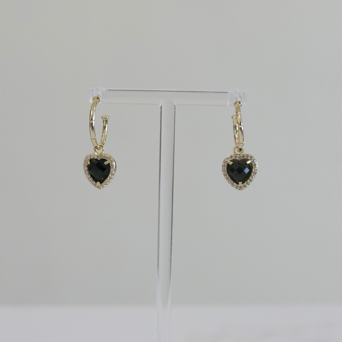 Black Heart Pave Earrings