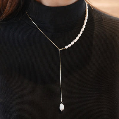 Adjustable Lariat Pearl Necklace