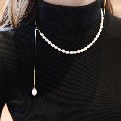 Adjustable Lariat Pearl Necklace