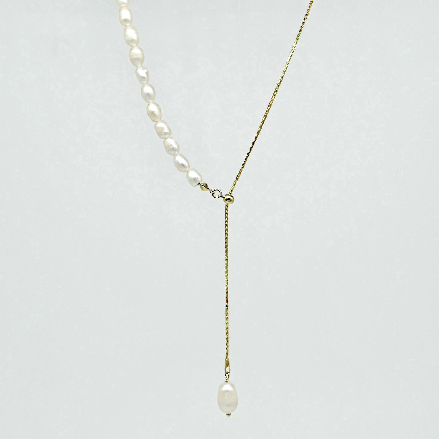 Adjustable Lariat Pearl Necklace