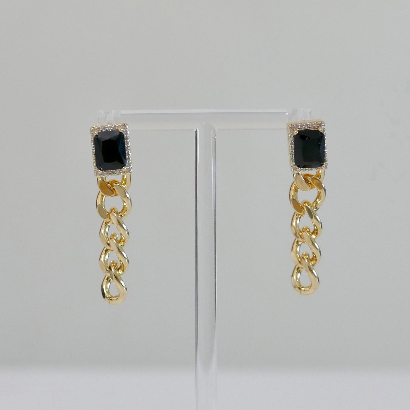 Black Drop Chain Earrings